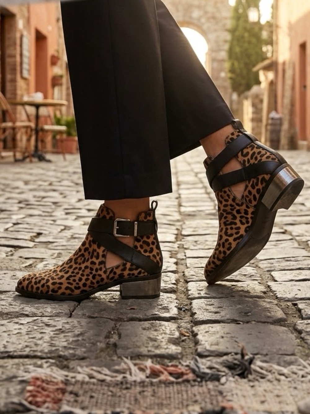 Jeffrey Campbell Ibiza Last Leather Leopard Print Ankle Boots US 5.5